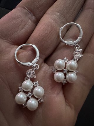 Aros Plata 925 Perlas y Circonitas