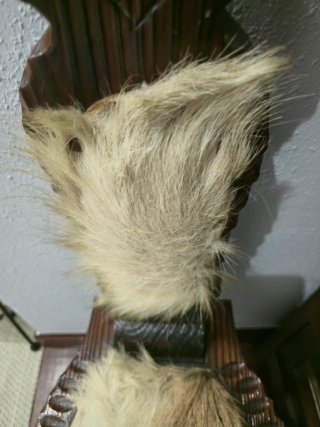 Sillas antiguas madera y pelo cabra (2 uds)