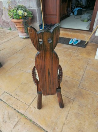 Sillas antiguas madera y pelo cabra (2 uds)