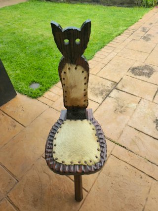 Sillas antiguas madera y pelo cabra (2 uds)