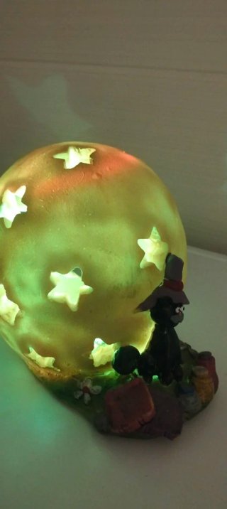 Decorazione Luna con luci e gatto nero #gattonero