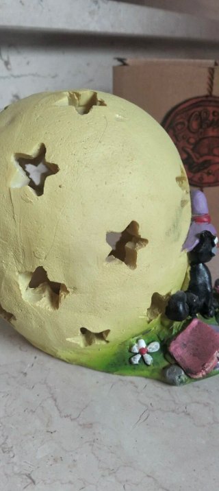 Decorazione Luna con luci e gatto nero #gattonero