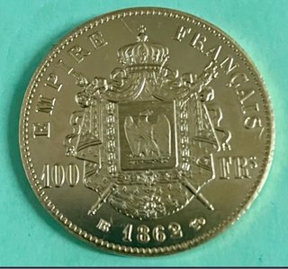 Moneda Napoleón III 1862 Baño Oro