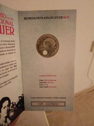 Moneda 20€ Plata Centenario Mujer Blister