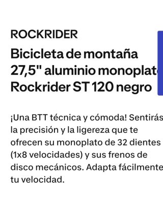 Bicicleta de Montaña Rockrider Negra y Azul