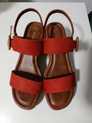 Sandalias cuña tacón naranjas