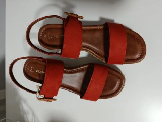 Sandalias cuña tacón naranjas