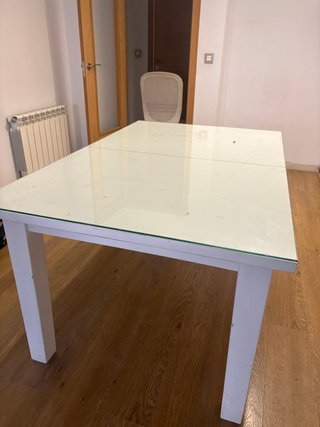 Mesa comedor extensible cristal y madera 147*95