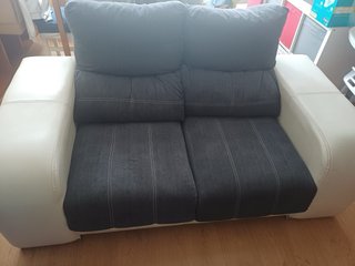 Sofá 2 plazas beige y gris