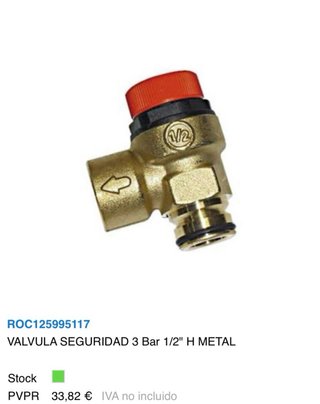 Válvula Seguridad Baxi Roca 125995117