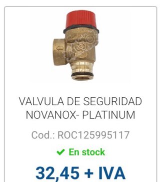 Válvula Seguridad Baxi Roca 125995117
