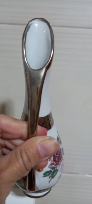Jarrón vintage Porcelana y plata Mulder