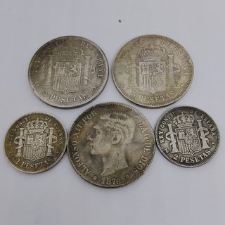 🇪🇦 5 MONEDAS ANTIGUAS DE ESPAÑA PESETAS (80,85g)