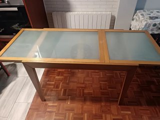 Mesa Comedor Cocina Madera y Cristal