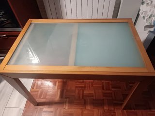 Mesa Comedor Cocina Madera y Cristal