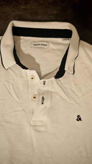 Polo Jack & Jones blanco con ribetes