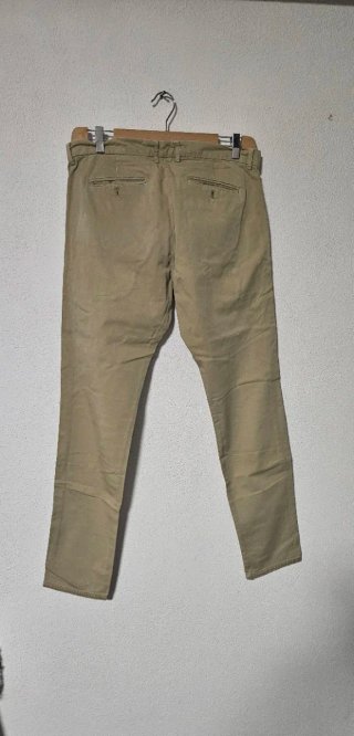 Pantaloni Chino Slim Uomo Beige Cotone Lycra