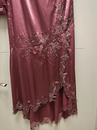 Vestido largo fiesta rosa con pedrería