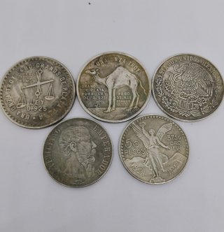 🇲🇽 LOTE DE 5 MONEDAS MEXICANAS ANTIGUAS