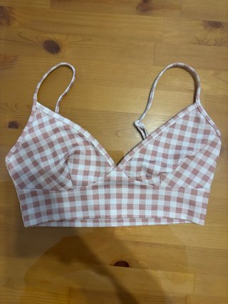 Top de tirantes cuadros rosa y blanco