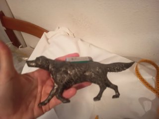 Figura de bronce perro con mechero