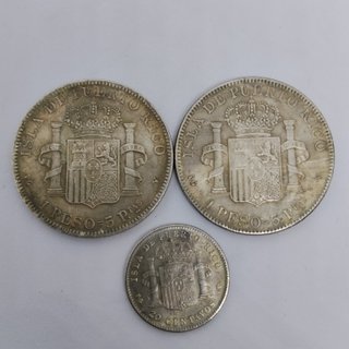 🇪🇦 3 MONEDAS PUERTO RICO 1 PESO 5 PTAS 1895