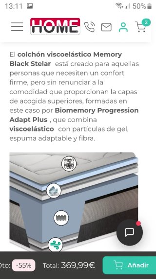 (La tienda Home) Colchón viscoelástico 135 x 190 y