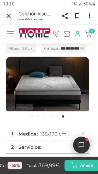 (La tienda Home) Colchón viscoelástico 135 x 190 y