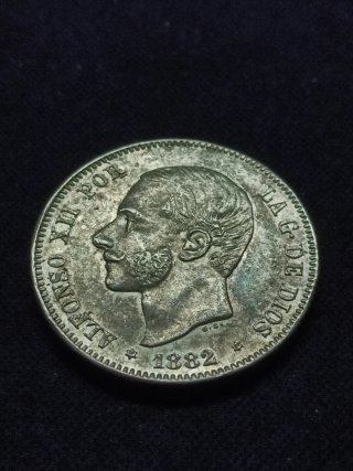 Moneda Plata Alfonso XII 2 Pesetas 1882