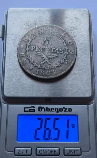 5 Pesetas 1809 Barcelona