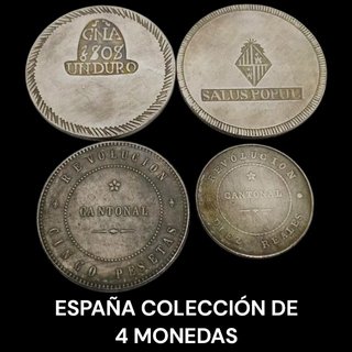 🇪🇦 4 MONEDAS ANTIGUAS REVOLUCIÓN CANTONAL