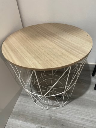 Mesa auxiliar redonda madera y metal