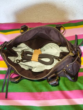 Bolso marrón estilo bowling vintage