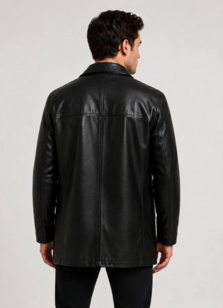 Chaqueta de cuero negra para hombre