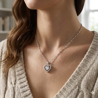 Collar Corazón Plata 925 con Brillante