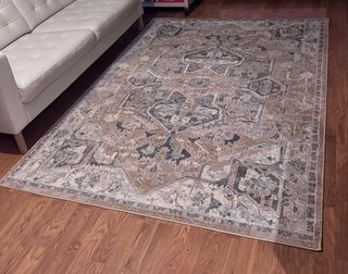 Alfombra estilo persa beige y marrón