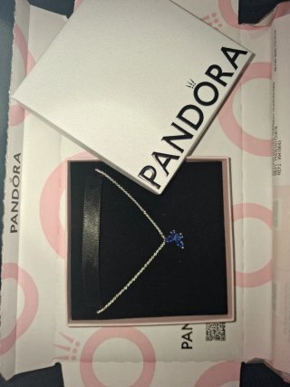 Collar Pandora Mariposa Azul y Plateado