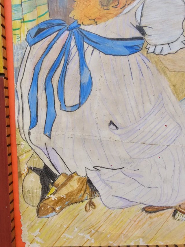Dibujo modernista enmarcado 90x90 cm
