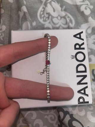 Pulsera Pandora Corazón Rojo y Plata