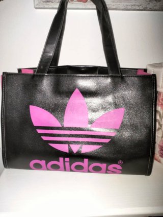 Bolso de viaje Adidas negro y rosa