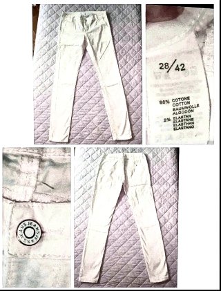 pantaloni skinny100%cotone marrone,menta e bianco