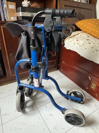 Andador con cesta azul