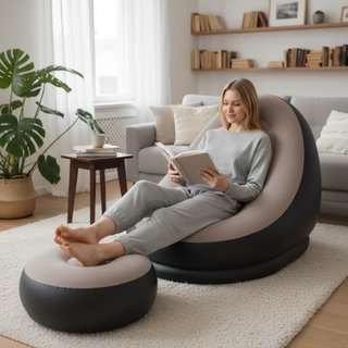 Poltrona gonfiabile con pouf