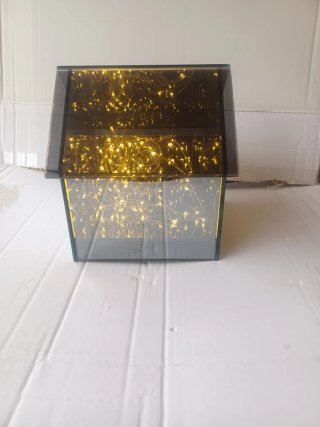 Casetta Vetro Decorativa Luci Oro Trasparente