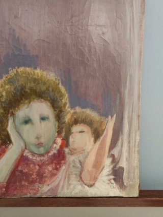 Pintura al óleo de Madre e hijo
