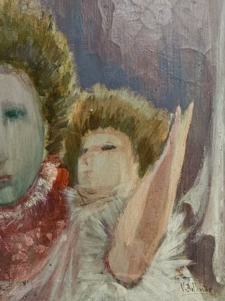 Pintura al óleo de Madre e hijo