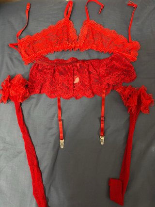 Conjunto Lencería Lujo Rojo Encaje