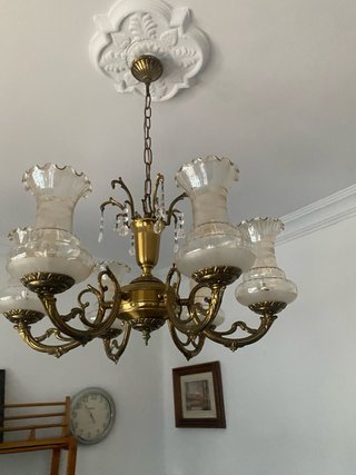Lámpara de techo antigua dorada
