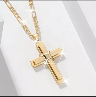 Cadena con Cruz Chapada en Oro 18k
