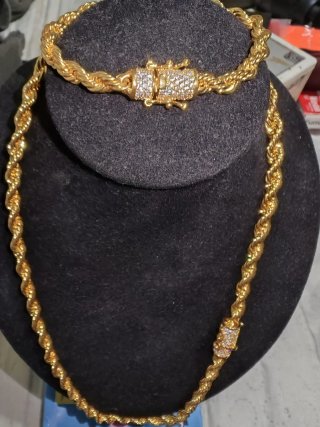 Cadena y esclava oro 18k chapado garantía